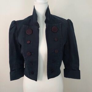 Navy cropped tuxedo jacket by Michelle Mason